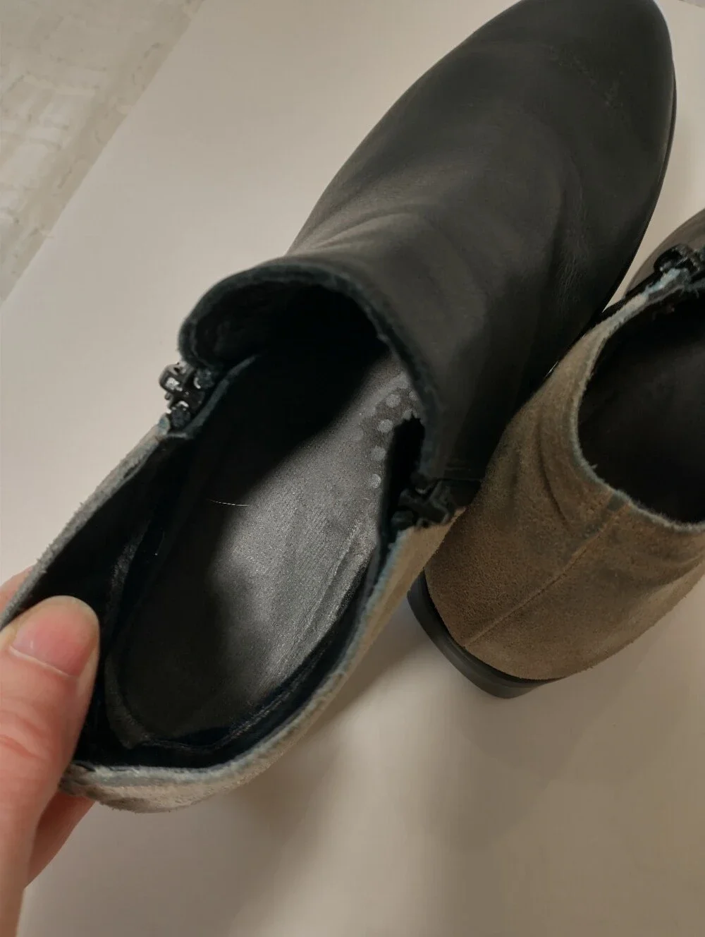 Naot Leather Helm Ankle Boots,‎ Black And Gray, Euro Size 39, US Size 8